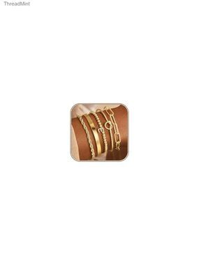 5 PCS Initial A-Z Beaded Stretch Letter Bracelet 14K Gold Plated